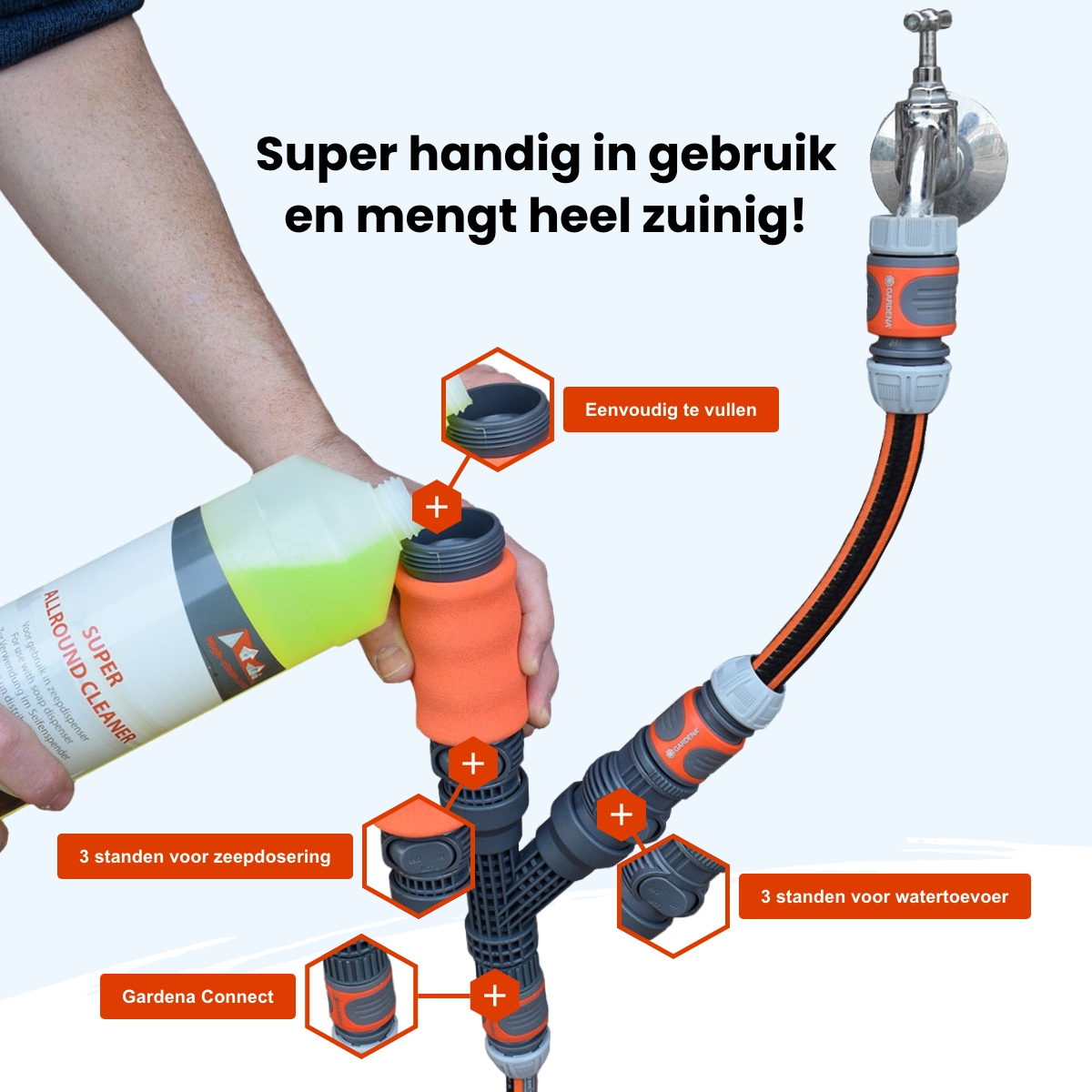 Handige zeepdispenser old.high-clean.com voor Telescoopsteel