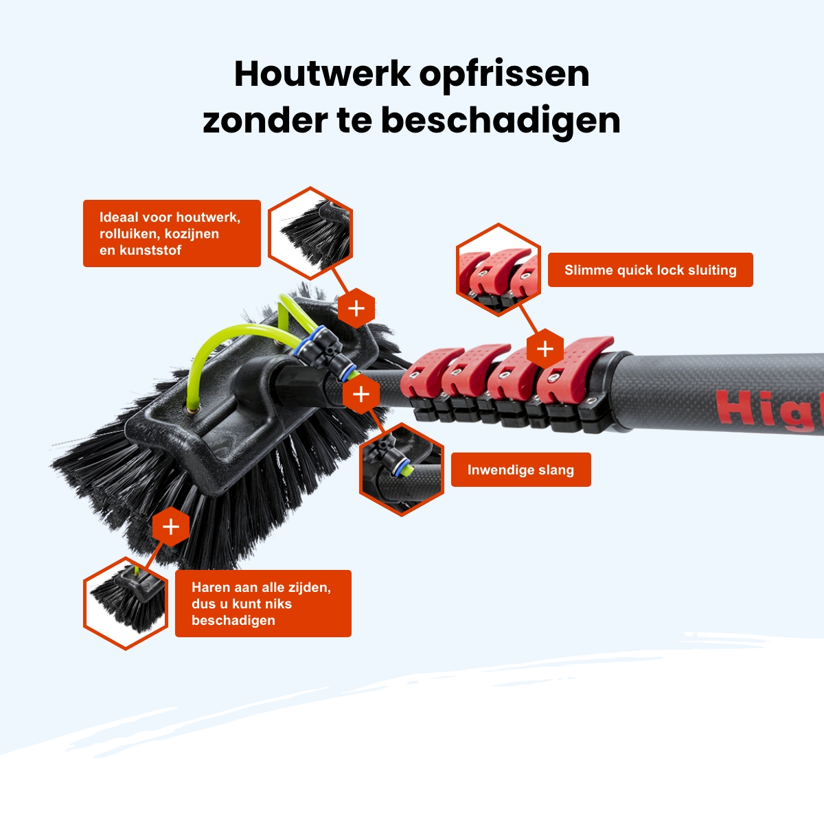 Houtwerk reinigen met Telescoopsteel